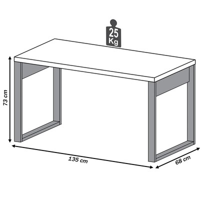 Mesa Escrivaninha Industrial 100% Mdf Freijó/Preto Fosco F20 - Pradel