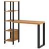 Mesa Escrivaninha Industrial 4 Prateleiras 100% Mdf Freijó/Preto Fosco F29 - Pradel