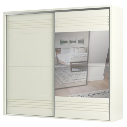 Guarda-Roupa Casal 2 Portas 4 Gavetas com Espelho 100% Mdf Off White Tw603e – Dalla Costa