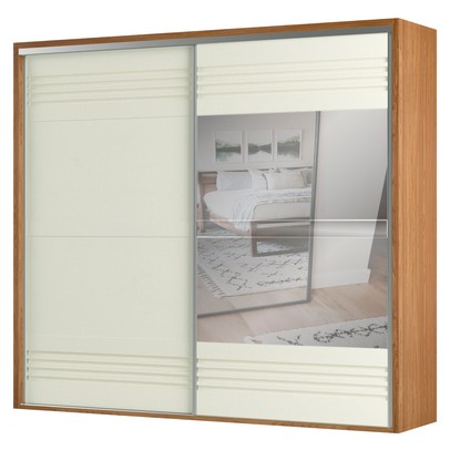 Guarda-Roupa Casal 2 Portas 4 Gavetas com Espelho 100% Mdf Freijo/Off White Tw603e – Dalla Costa