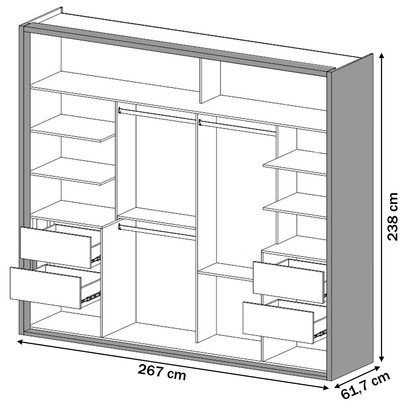 Guarda-Roupa Casal 2 Portas 4 Gavetas com Espelho 100% Mdf Freijo/Off White Tw603e – Dalla Costa