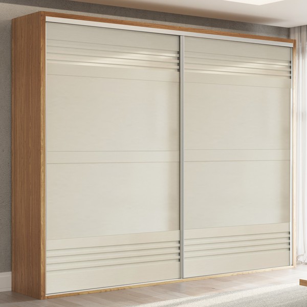 Guarda-Roupa Casal 2 Portas 4 Gavetas 100% Mdf Freijo/Off White Tw603 – Dalla Costa