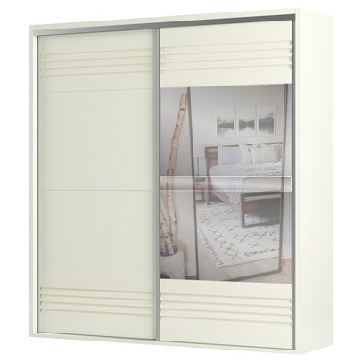 Guarda-Roupa Casal 2 Portas 2 Gavetas com Espelho 100% Mdf Off White Tw602e - Dalla Costa