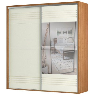 Guarda-Roupa Casal 2 Portas 2 Gavetas com Espelho 100% Mdf Freijo/Off White Tw602e - Dalla Costa