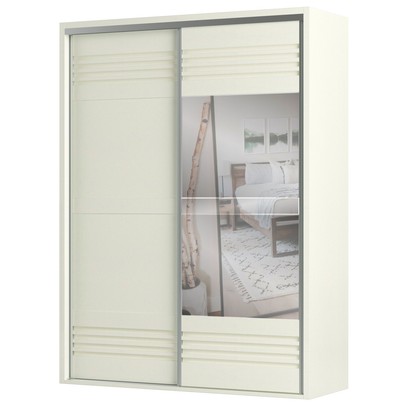 Guarda-Roupa Solteiro 2 Portas 2 Gavetas com Espelho 100% Mdf Off White Tw601e – Dalla Costa