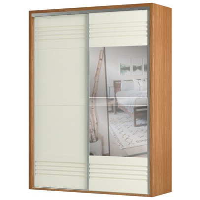 Guarda-Roupa Solteiro 2 Portas 2 Gavetas com Espelho 100% Mdf Freijo/Off White Tw601e – Dalla Costa