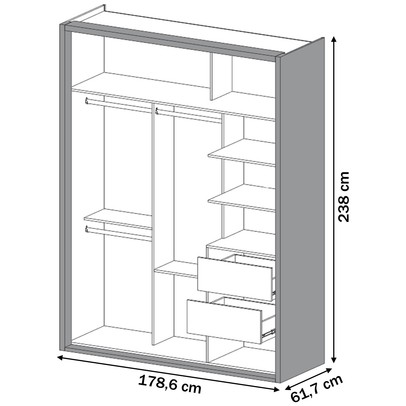 Guarda-Roupa Solteiro 2 Portas 2 Gavetas com Espelho 100% Mdf Freijo/Off White Tw601e – Dalla Costa