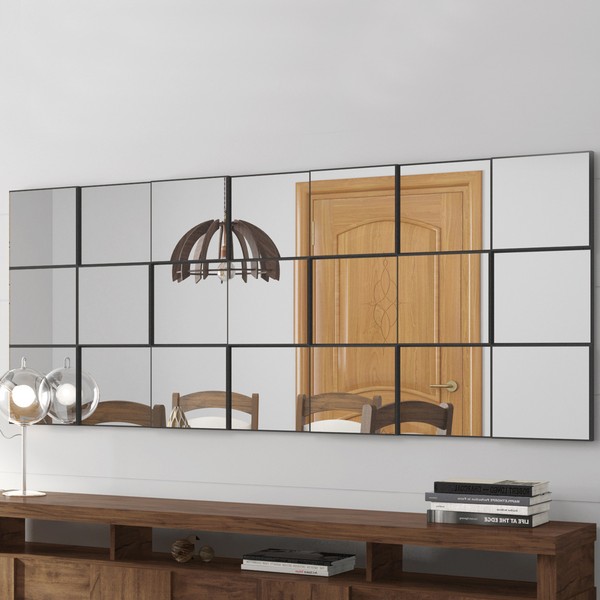 Espelho Quadriculado 175cm 100% Mdf Preto Tb89 Pp - Dalla Costa