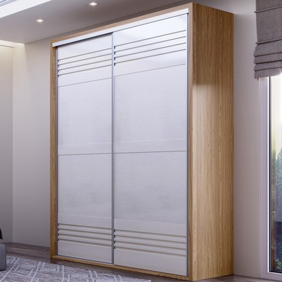 Guarda-Roupa Solteiro 2 Portas 2 Gavetas 100% Mdf Freijo/Off White Tw601 – Dalla Costa