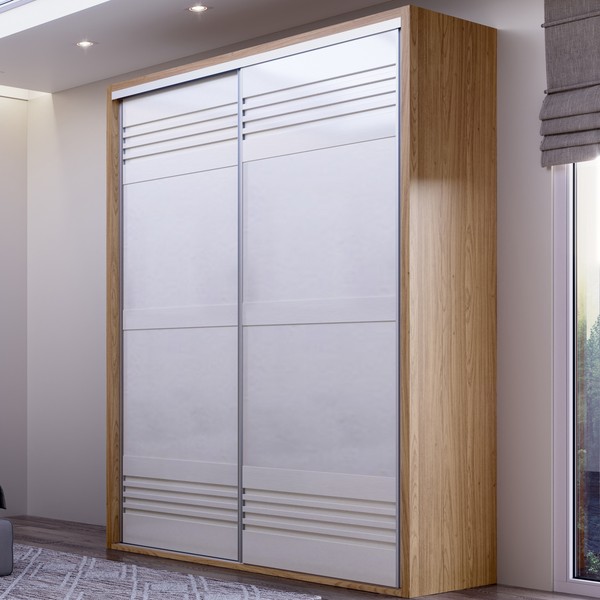 Guarda-Roupa Solteiro 2 Portas 2 Gavetas 100% Mdf Freijo/Off White Tw601 – Dalla Costa