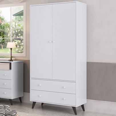 Guarda-Roupa Infantil 2 Portas 2 Gavetas Branco 2042 - Percasa