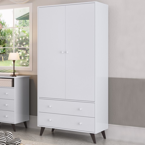 Guarda-Roupa Infantil 2 Portas 2 Gavetas Branco 2042 - Percasa