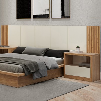 Cabeceira Casal 100% Mdf Off White/Freijó Tw185 - Dalla Costa