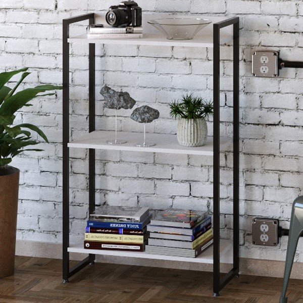 Estante para Livros Dynamica 3 Prateleiras Branco Chess/Preto 11060 - Compace