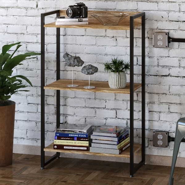 Estante para Livros Dynamica 3 Prateleiras Carvalho/Preto 11060 - Compace