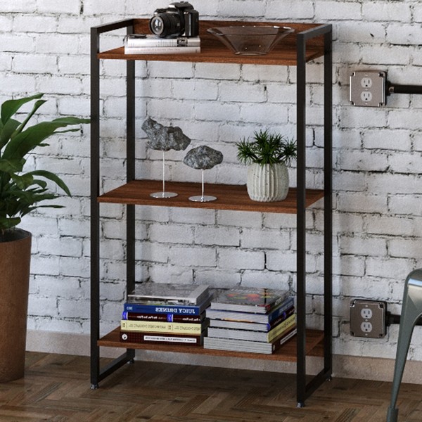 Estante para Livros Dynamica 3 Prateleiras Nogal/Preto 11060 - Compace