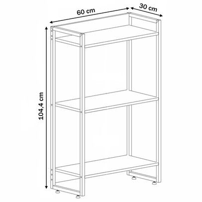 Estante para Livros Dynamica 3 Prateleiras Preto ônix/Preto 11060 - Compace