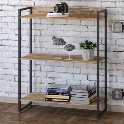 Estante para Livros Dynamica 3 Prateleiras Carvalho/Preto 11061 - Compace