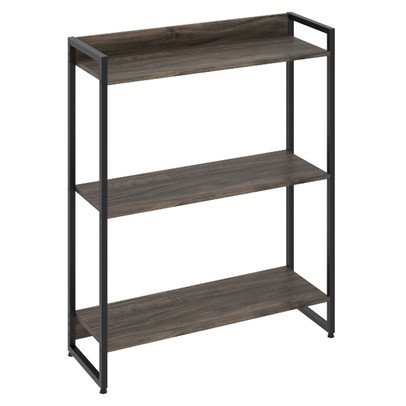 Estante para Livros Dynamica 3 Prateleiras Carvalho Dark/Preto 11061 - Compace