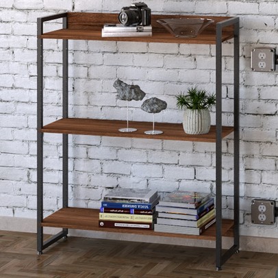 Estante para Livros Dynamica 3 Prateleiras Nogal/Preto 11061 - Compace