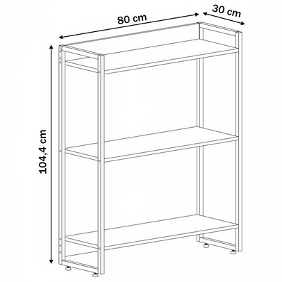 Estante para Livros Dynamica 3 Prateleiras Nogal/Preto 11061 - Compace