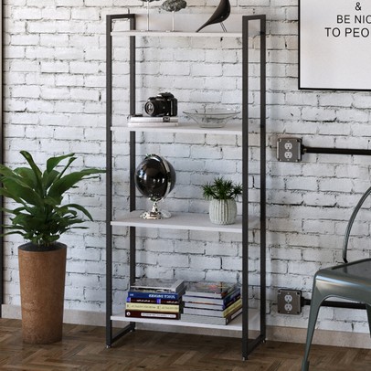 Estante para Livros Dynamica 4 Prateleiras Branco Chess/Preto 11062 - Compace