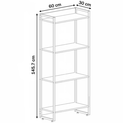 Estante para Livros Dynamica 4 Prateleiras Preto ônix/Preto 11062 - Compace