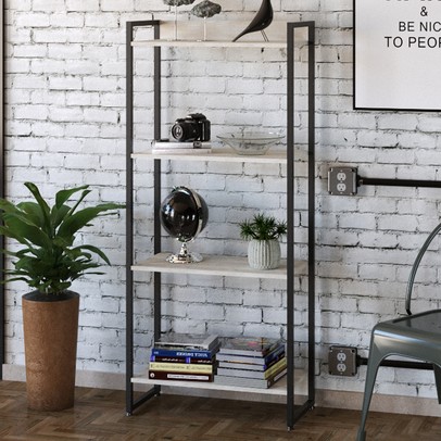 Estante para Livros Dynamica 4 Prateleiras Snow/Preto 11062 - Compace