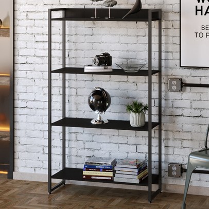 Estante para Livros Dynamica 4 Prateleiras Nogal/Preto 11063 - Compace