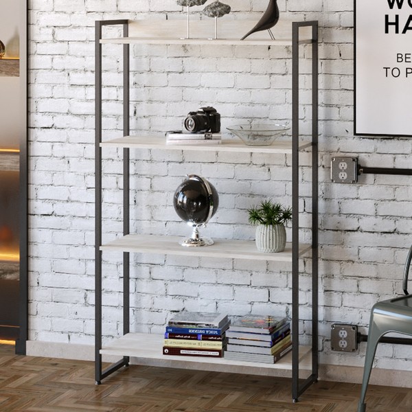 Estante para Livros Dynamica 4 Prateleiras Snow/Preto 11063 - Compace