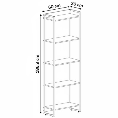 Estante para Livros Dynamica 5 Prateleiras Nogal/Preto 11064 - Compace