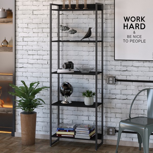 Estante para Livros Dynamica 5 Prateleiras Preto ônix/Preto 11064 - Compace