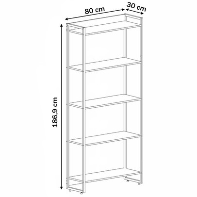 Estante para Livros Dynamica 5 Prateleiras Nogal/Preto 11065 - Compace