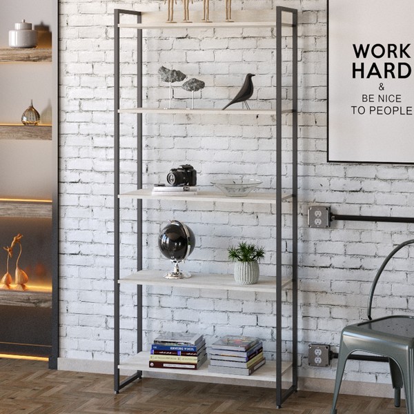 Estante para Livros Dynamica 5 Prateleiras Snow/Preto 11065 - Compace