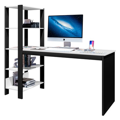 Mesa Escrivaninha Artemis 4 Prateleiras Preto/Branco - Art Panta