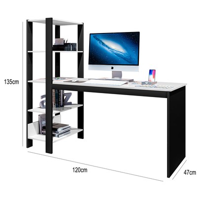 Mesa Escrivaninha Artemis 4 Prateleiras Preto/Branco - Art Panta