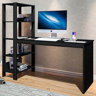 Mesa Escrivaninha Artemis 4 Prateleiras Preto - Art Panta