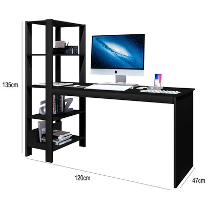 Mesa Escrivaninha Artemis 4 Prateleiras Preto - Art Panta