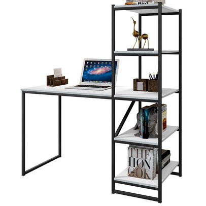 Mesa Escrivaninha Fit 4 Prateleiras Preto/Branco - Art Panta