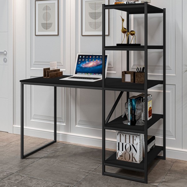 Mesa Escrivaninha Fit 4 Prateleiras Preto - Art Panta