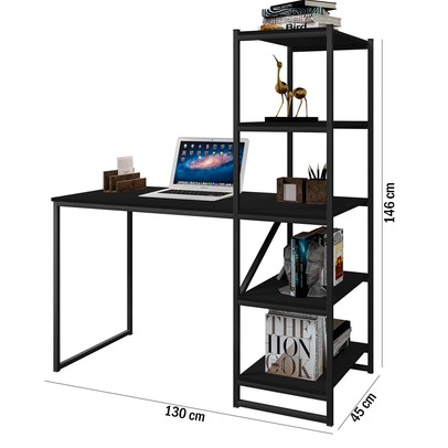 Mesa Escrivaninha Fit 4 Prateleiras Preto - Art Panta