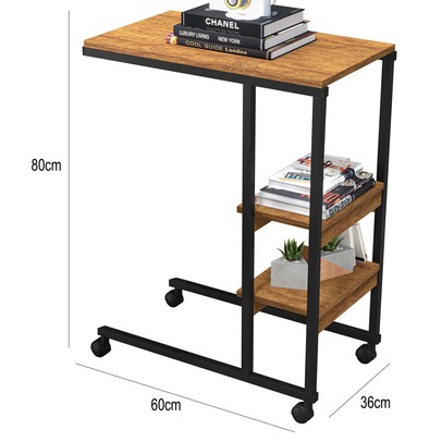 Mesa de Canto Fit 2 Prateleiras Preto/Canela Rústico - Art Panta