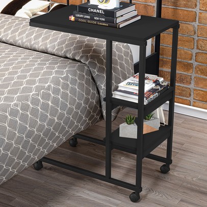 Mesa de Canto Fit 2 Prateleiras Preto - Art Panta