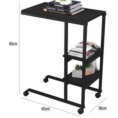 Mesa de Canto Fit 2 Prateleiras Preto - Art Panta