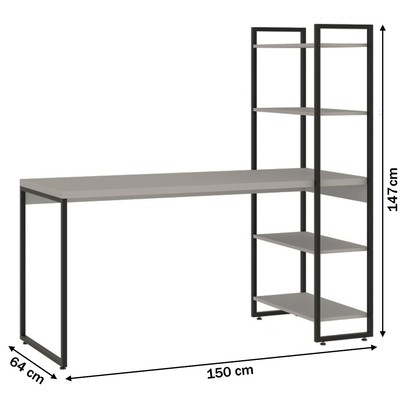 Mesa Escrivaninha 4 Prateleiras Preto ônix/Preto 14907 - Compace