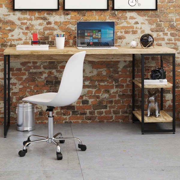 Mesa Escrivaninha 2 Prateleiras Carvalho/Preto 14908 - Compace