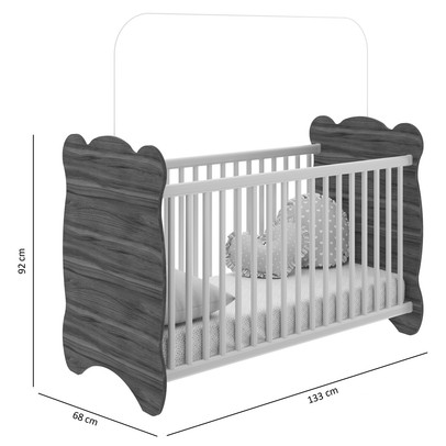 Berço com Armação Mosquiteiro Carvalho/Branco 7000 - Percasa