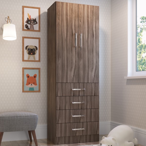 Guarda-Roupa Solteiro 2 Portas 4 Gavetas Carvalho 2034 - Percasa