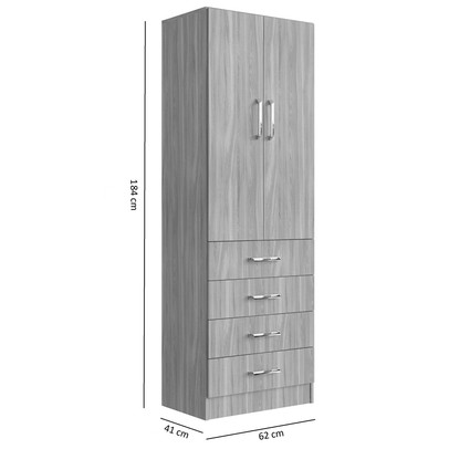 Guarda-Roupa Solteiro 2 Portas 4 Gavetas Carvalho 2034 - Percasa