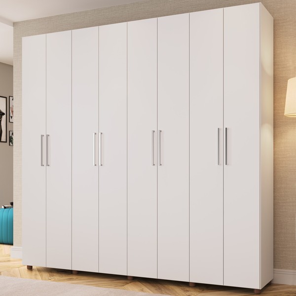 Guarda-Roupa Casal 8 Portas 4 Gavetas Branco 2022 - Percasa